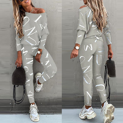 Damen Freizeit-Set mit grafischem Print und elastischem Bund Stalluxe