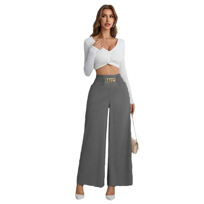Damen Weit geschnittene Palazzo-Hose mit dekorativem Bund Stalluxe