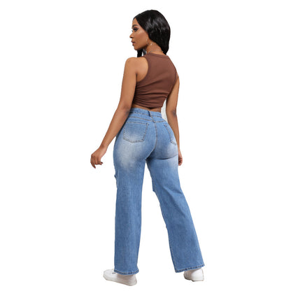 Damen weit geschnittene Destroyed Jeans mit modischen Rissdetails Stalluxe