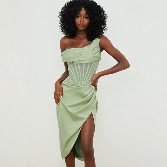 Damen Elegantes Wickelkleid mit asymmetrischem Saum und sexueller Silhouette Stalluxe