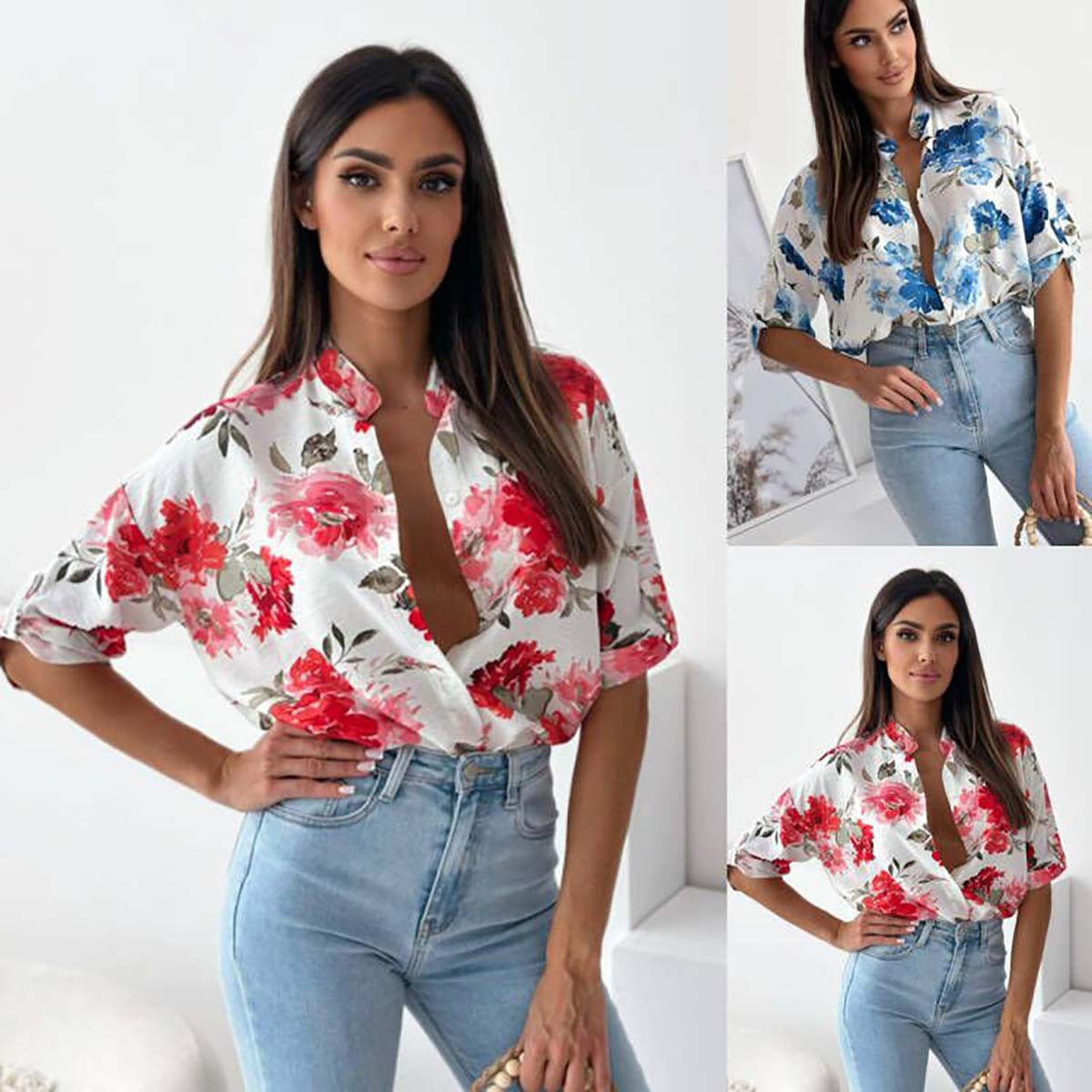 Damen Bluse mit floralem Design und lockerem Schnitt Stalluxe