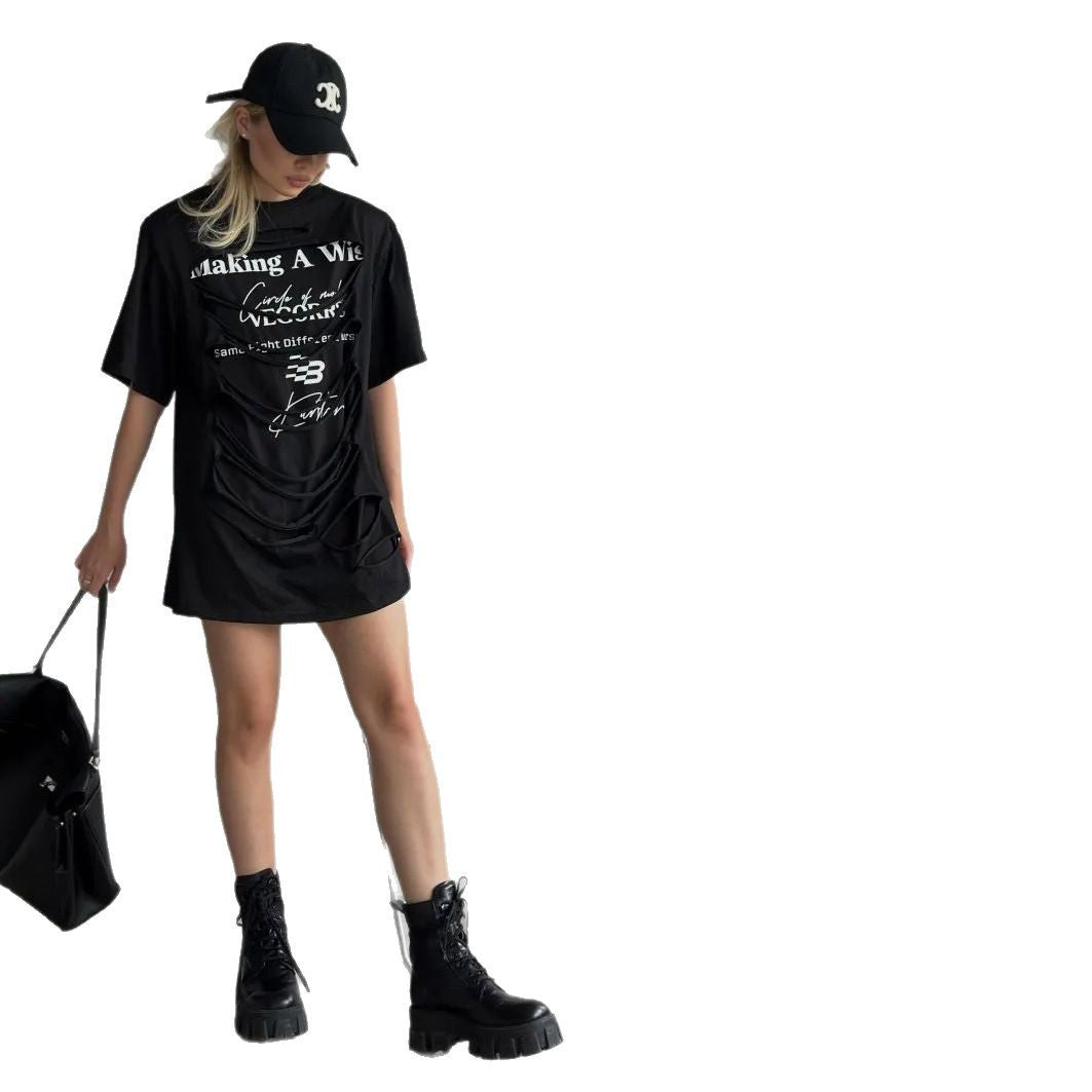 Damen Oversized T-Shirt mit kreativem Schriftzug und lässigem Schnitt Stalluxe