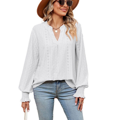 Damen Blusenshirt mit Lochmuster und eleganter Passform Stalluxe