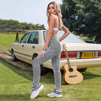 Damen weiche Strickhose mit modischem Streifenmuster Stalluxe