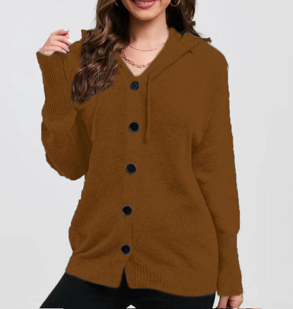 Damen Strickjacke mit Kapuze und praktischen Knopfdetails Stalluxe