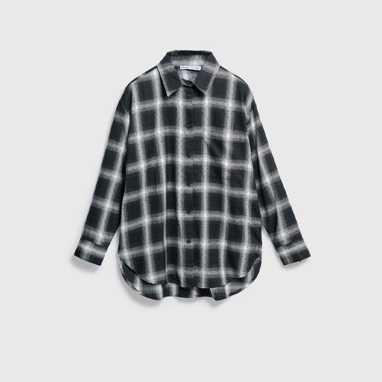 Damen Karoshemd mit lässigem Schnitt und soften Stoff Stalluxe Schwarz