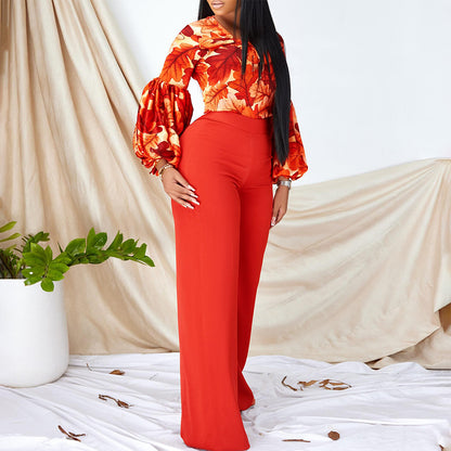 Damen Modischer Jumpsuit mit weit geschnittenen Beinen und auffälligem Blütenmuster Stalluxe