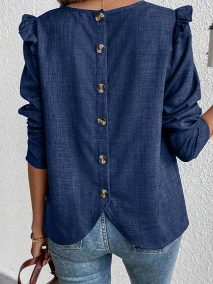 Damen Elegante Bluse mit Rüschendetails und Rundhalsausschnitt Stalluxe