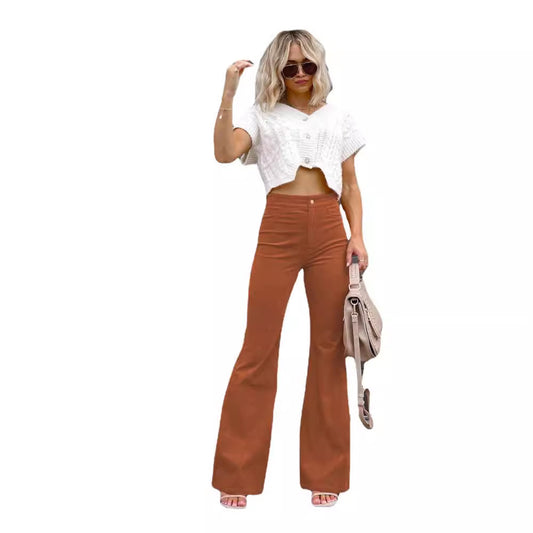 Damen Modische Hochbund-Flared-Jeans Stalluxe