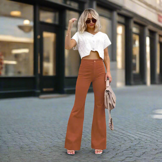 Damen Modische Hochbund-Flared-Jeans Stalluxe