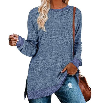 Damen lässiges Oversized Langarmshirt mit abgesetztem Saum Stalluxe
