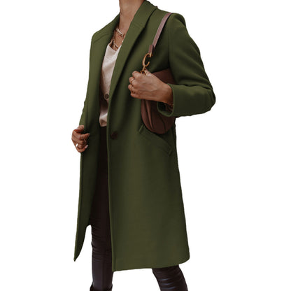 Damen Eleganter Wollmantel mit schmaler Silhouette und tiefen Taschen Stalluxe