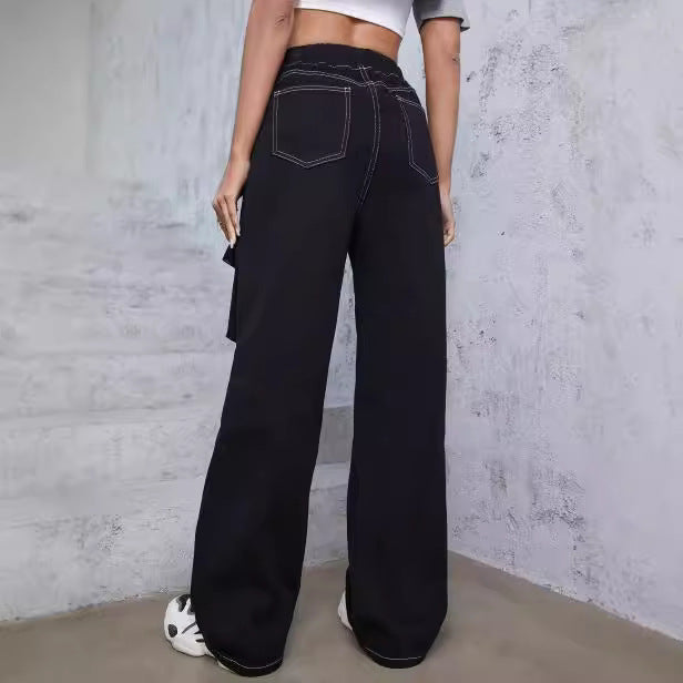 Damen Cargo-Hose mit weitem Bein und praktischen Seitentaschen Stalluxe
