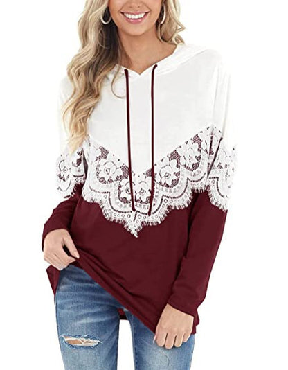 Damen Eleganter Hoodie mit Spitzenapplikationen Stalluxe