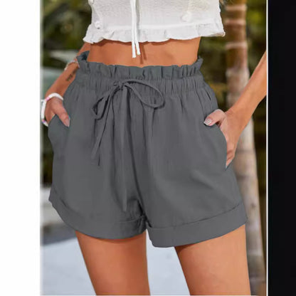 Damen lässige Sommer-Shorts mit elastischem Bund und Taschen Stalluxe