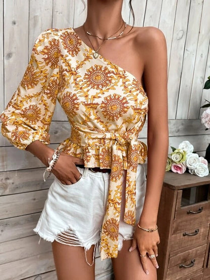 Damen asymmetrisches Ein-Schulter-Peplum-Top Stalluxe