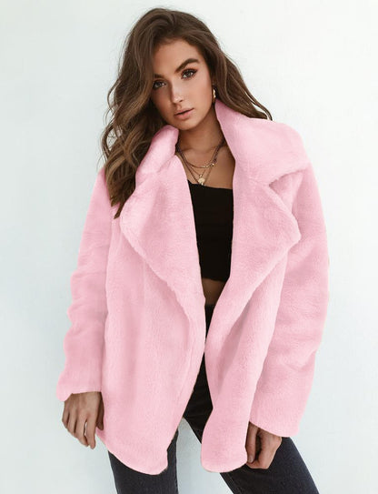 Damen Fleece-Mantel mit weitem Kragen und modischem Schnitt Stalluxe
