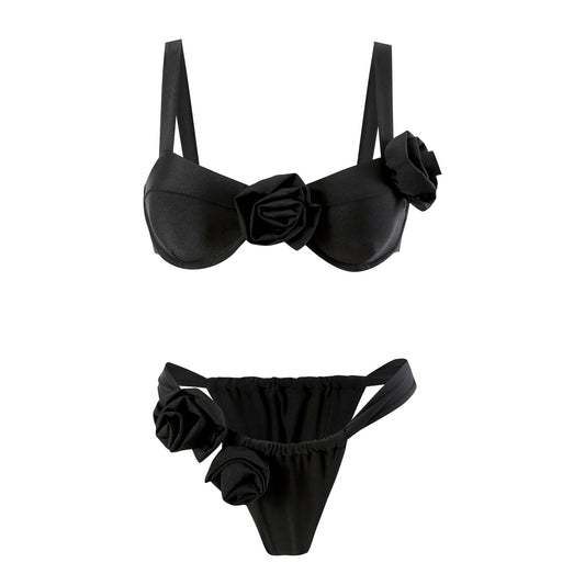 Damen Bikini-Set mit raffinierten Blütenakzenten Stalluxe