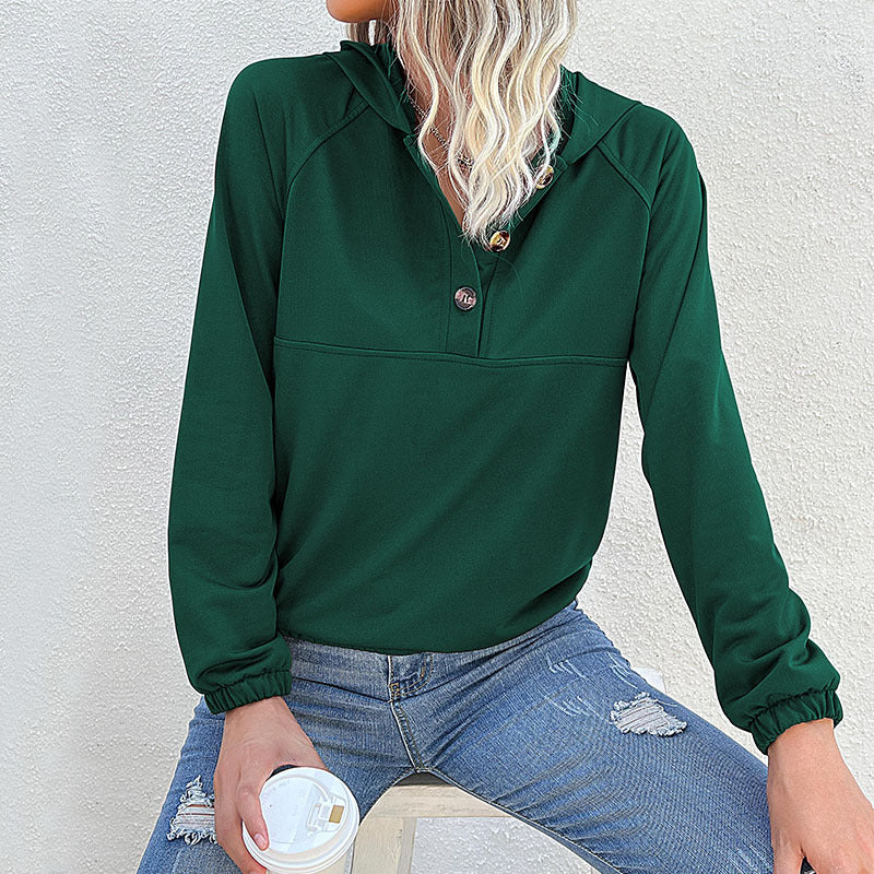 Damen Sportpullover mit Kapuze und Knopfleiste Stalluxe