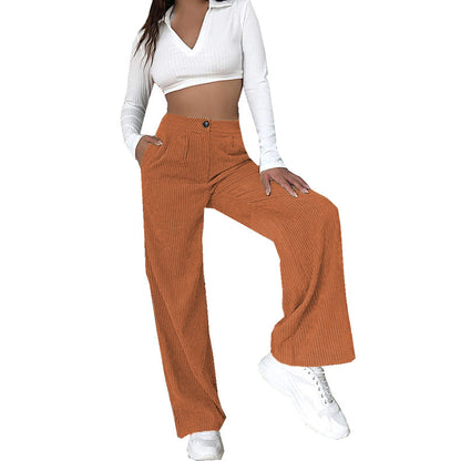 Damen Weite Cordhose mit hohem Bund und seitlichen Taschen Stalluxe