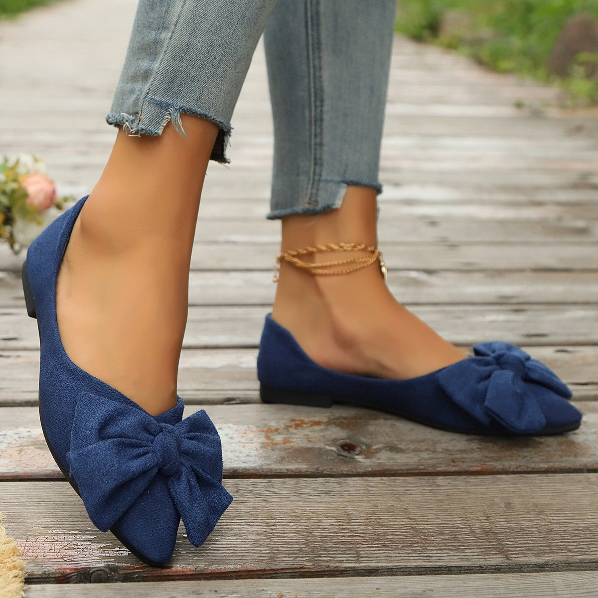 Damen Ballerinas mit eleganter Schleifenverzierung und weichem Innenfutter Stalluxe