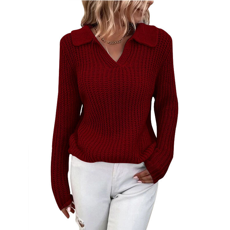 Damen Strickpullover mit schickem Kragen und lässigem Schnitt Stalluxe