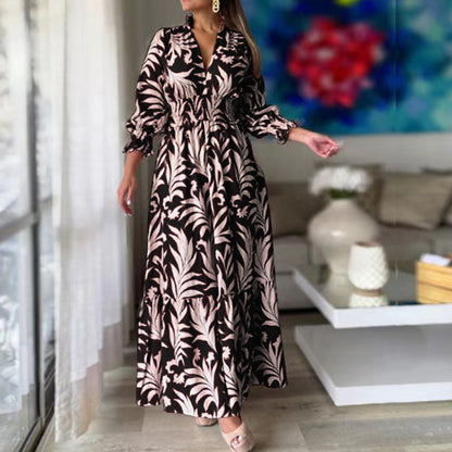 Damen Maxikleid mit voluminösen Ärmeln und floralem Druck Stalluxe