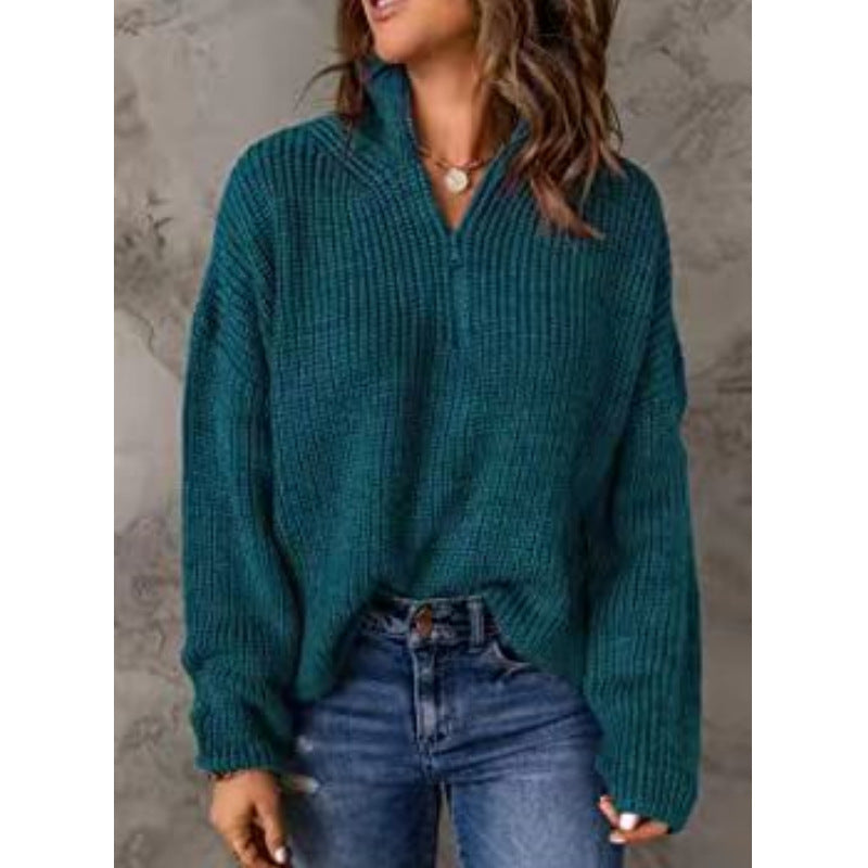 Damen Strickpullover mit kurzem Reißverschluss Stalluxe