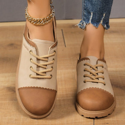 Damen modische Sneaker mit farblich abgesetzter Zehenkappe und eleganter Schnürung Stalluxe