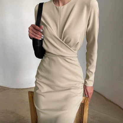 Damen Elegantes Wickelkleid mit Langarm und figurbetontem Schnitt Stalluxe