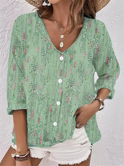 Damen Bluse mit floralem Design und knöpfbarer Vorderseite Stalluxe