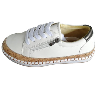 Damen komfortable Sneakers mit Korksohle und Reißverschluss Stalluxe