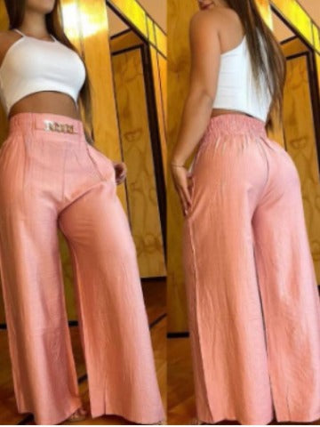 Damen Weit geschnittene Dress-Pants mit elastischem Bund Stalluxe