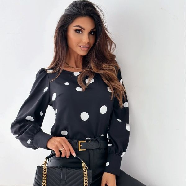 Damen Bluse mit Puffärmeln und Punkten Stalluxe
