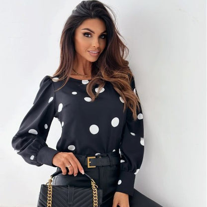 Damen Bluse mit Puffärmeln und Punkten Stalluxe