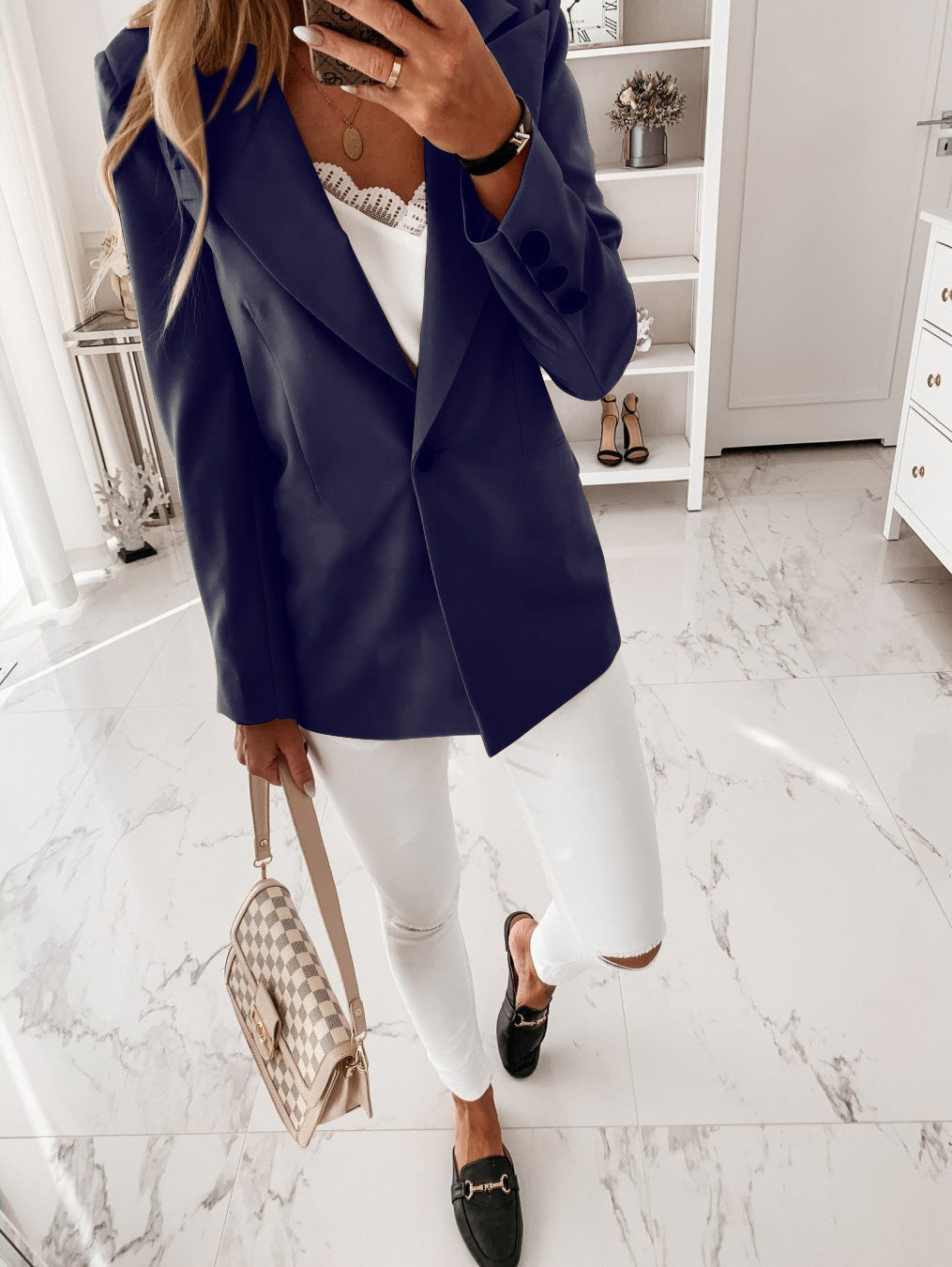 Damen Eleganter Oversized Blazer mit asymmetrischem Schnitt Stalluxe