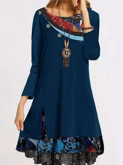 Damen Langärmliges Tunika-Kleid mit originellem Design und dekorativen Details Stalluxe