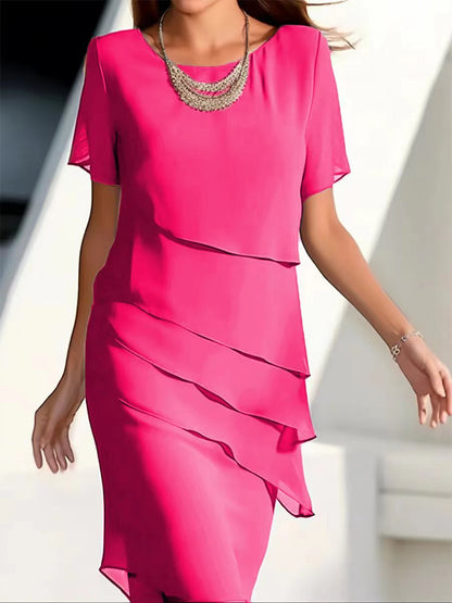 Damen Elegantes und fließendes Kleid mit Layering-Effekt Stalluxe
