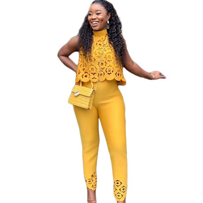 Damen Jumpsuit mit Spitzenoberteil und taillierter Hose Stalluxe