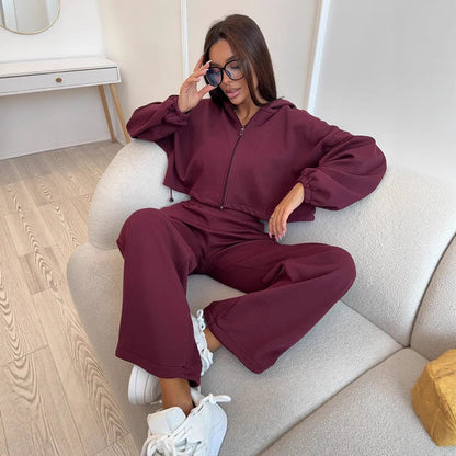 Damencoole Sweatjacke mit weitem Schnitt und lässigen Hosen Stalluxe