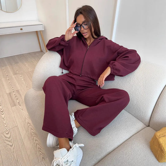Damencoole Sweatjacke mit weitem Schnitt und lässigen Hosen Stalluxe