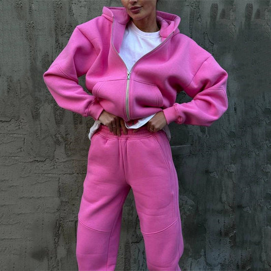 Damen sportlicher Fleece-Jumpsuit mit hohem Kragen und durchgehendem Reißverschluss Stalluxe