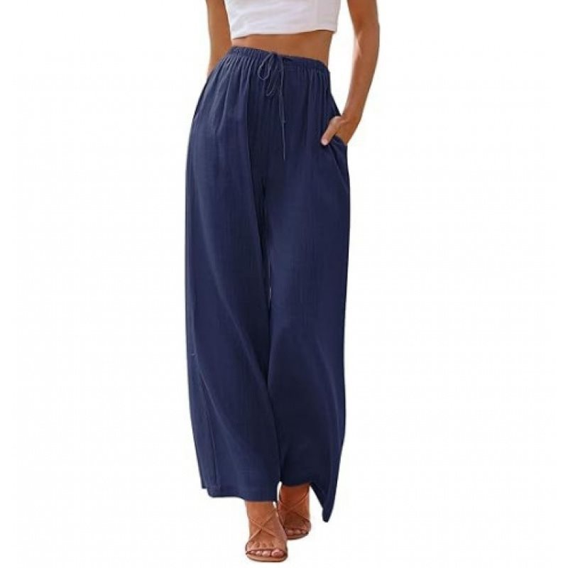 Damen Weite Palazzo-Hose mit elastischem Bund und seitlichen Taschen Stalluxe