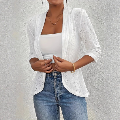 Damen Elegante Blazerjacke mit perforiertem Design und tailliertem Schnitt Stalluxe
