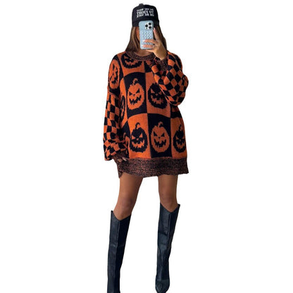 Damen Grobstrickpullover mit modernem Geistermotiv und lässigem Schnitt Stalluxe