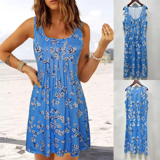 Damen Fließendes Sommerkleid mit floralem Design und Faltenwurf Stalluxe
