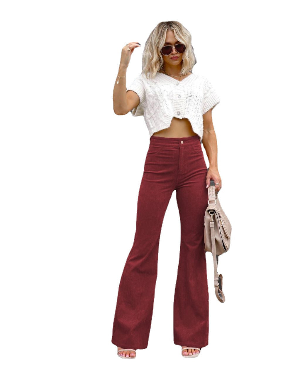 Damen Modische Hochbund-Flared-Jeans Stalluxe