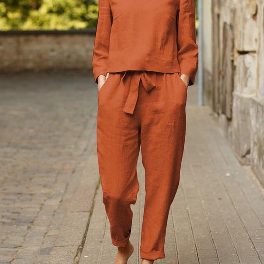 Damen lässiger Leinen-Overall mit lockerer Passform und praktischen Taschen Stalluxe