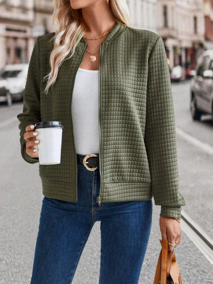 Damen modische Steppjacke mit hohen Kragen und Reißverschluss Stalluxe