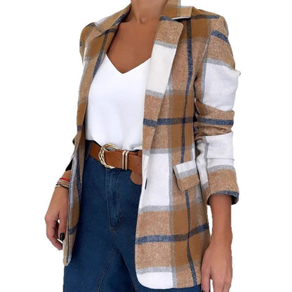 Damen karierter Blazer im Oversized-Stil Stalluxe